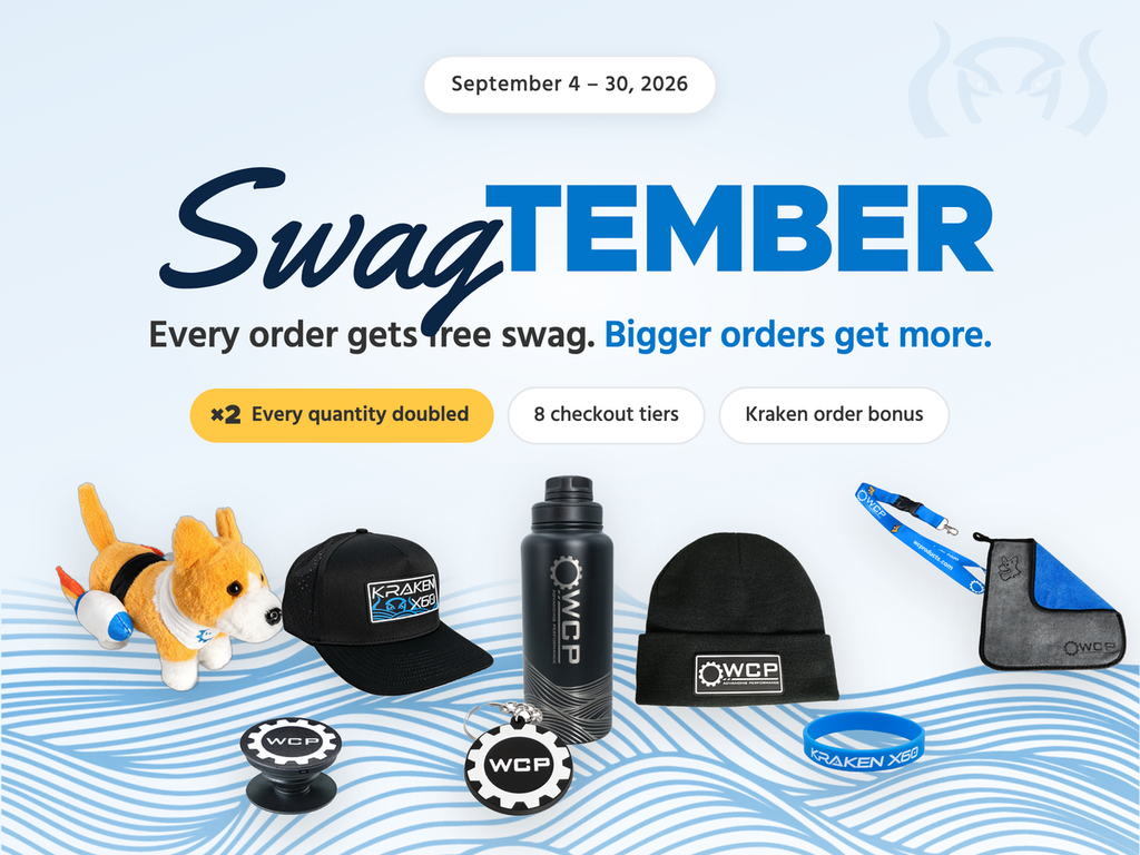 Swagtember, September 4 to 30, 2026. Every order gets free swag, bigger orders get more