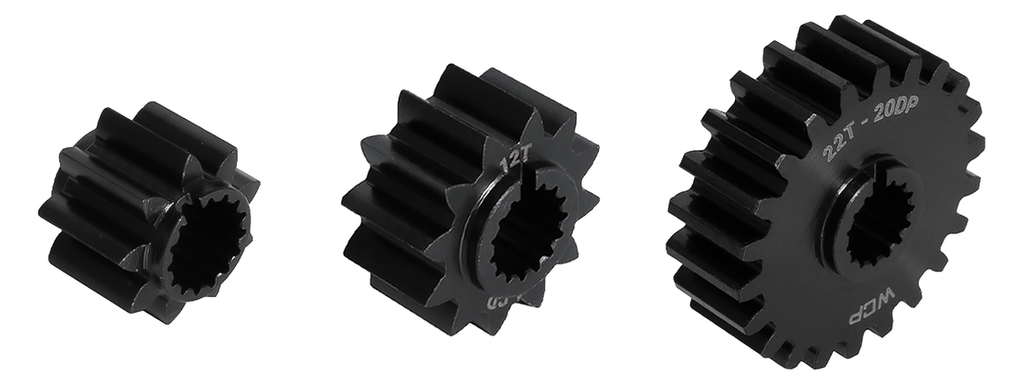 WCP 1/2 inch wide SplineXS bore gears, 8t through 24t