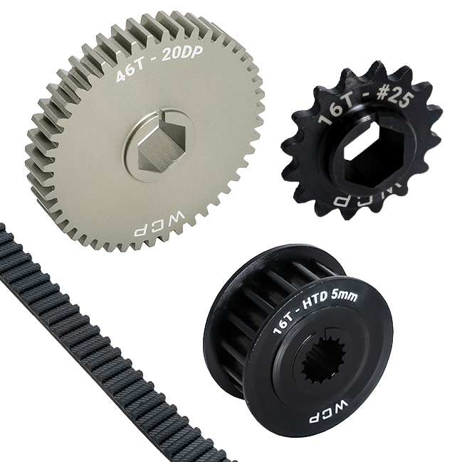 WCP gears, sprockets and pulleys, back in stock