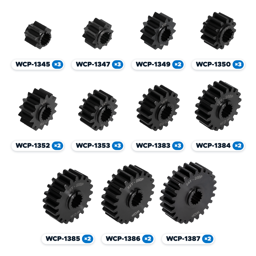 BND-0051 - 8mm SplineXS 1/2" Wide Steel Spur Gear Bundle (20 DP, 8t-24t)
