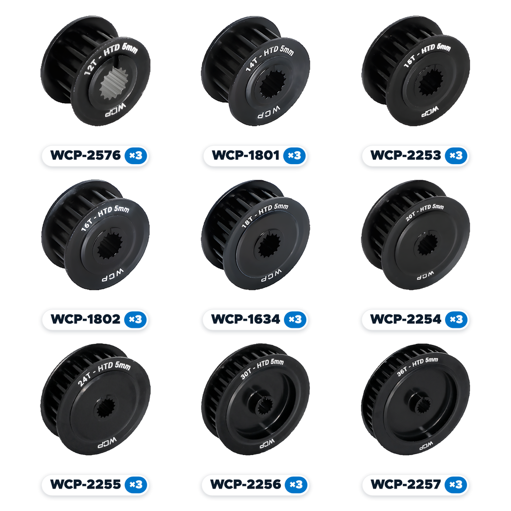 BND-0052 - 8mm SplineXS HTD Pulley Bundle (9mm Wide, 12t-36t)