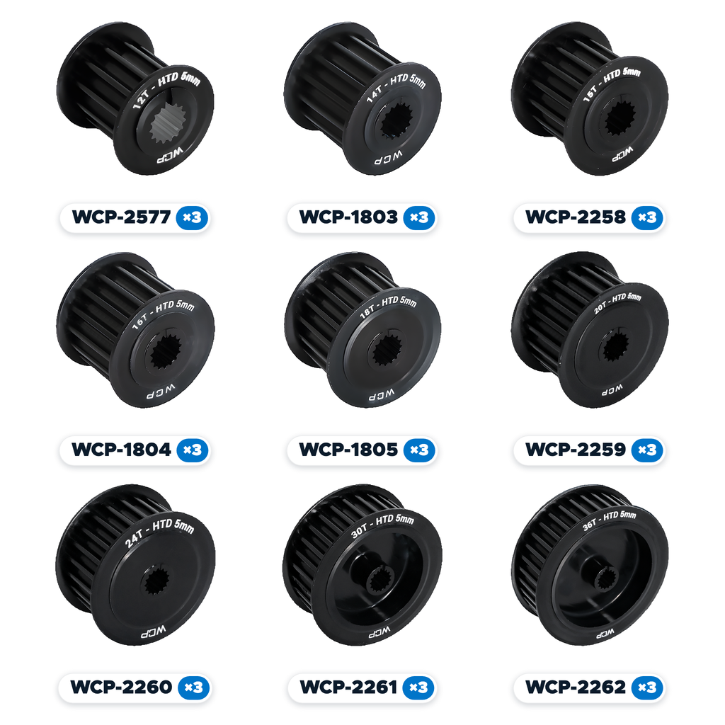 BND-0053 - 8mm SplineXS HTD Pulley Bundle (15mm Wide, 12t-36t)