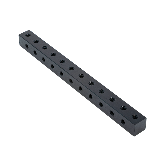 0.5" x 0.5" x 6" L  Aluminum Nutstrip (#8-32, 0.500" Spacing)