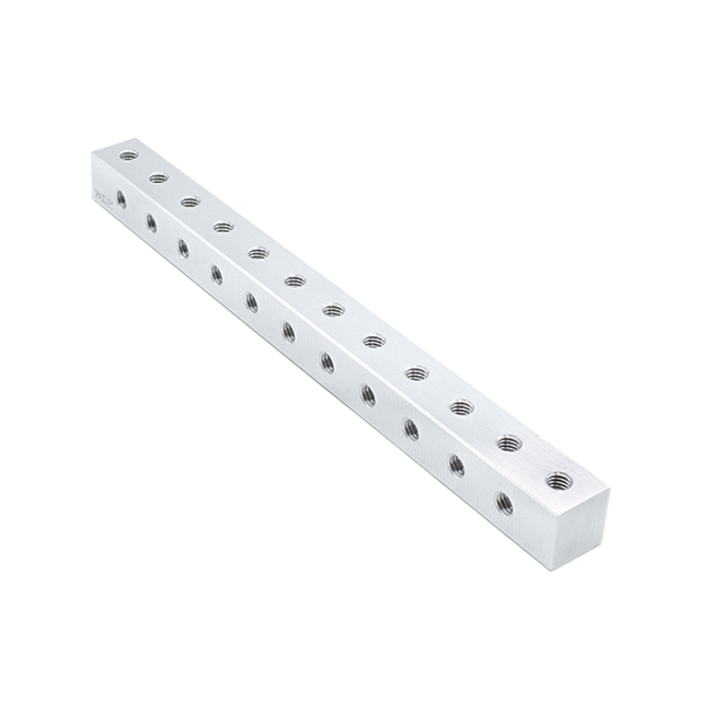 6" L  x 0.5" x 0.5" Aluminum Nutstrip (#10-32, 0.500" Spacing)