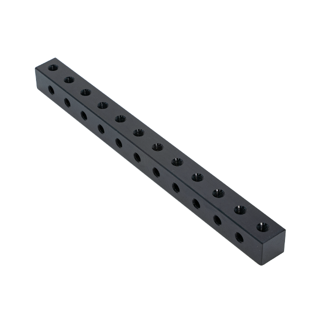 0.5" x 0.5" x 6" L  Aluminum Nutstrip (#10-32, 0.500" Spacing)