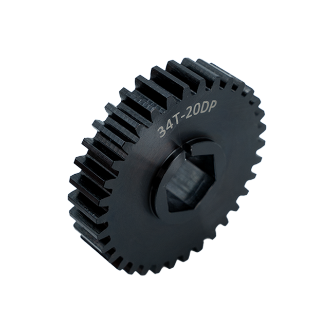 34t Pocketed Steel Spur Gear (20 DP, 1/2" Hex Bore)
