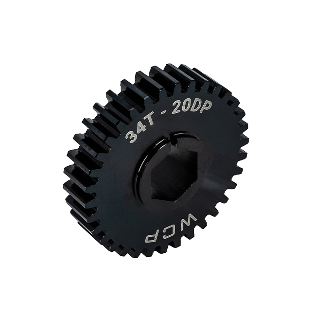 34t Pocketed Steel Spur Gear (20 DP, 1/2" Hex Bore)