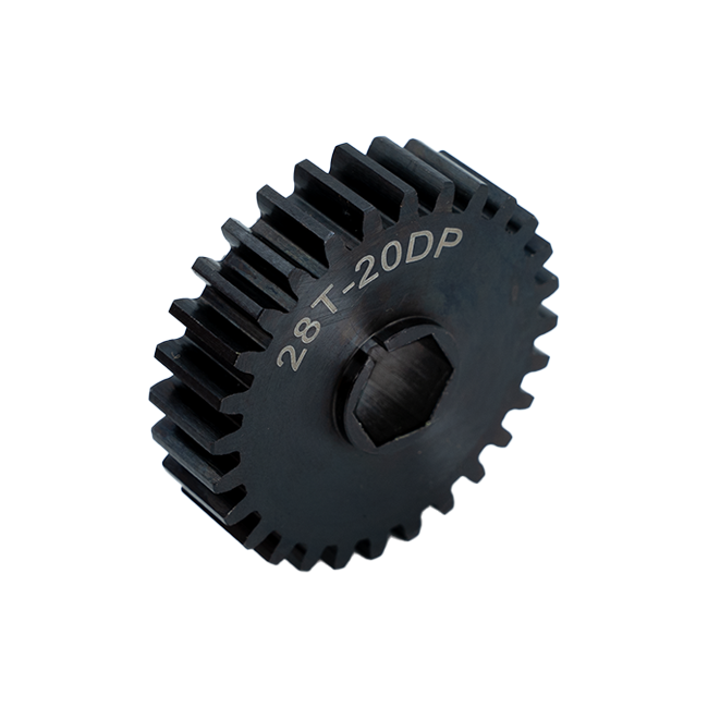 28t Pocketed Steel Spur Gear (20 DP, 3/8" Hex Bore)