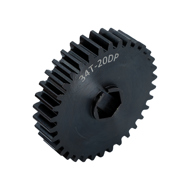 34t Pocketed Steel Spur Gear (20 DP, 3/8" Hex Bore)