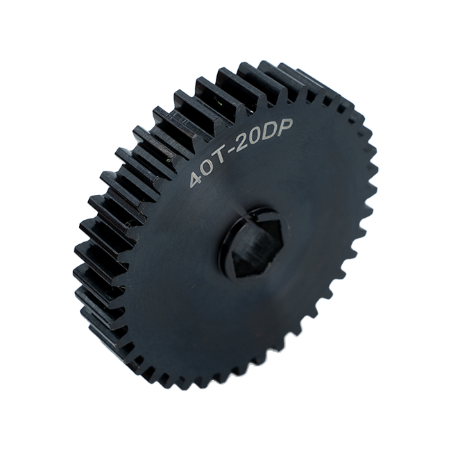 40t Pocketed Steel Spur Gear (20 DP, 3/8" Hex Bore)