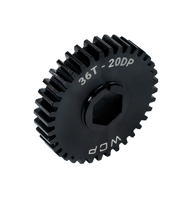 36t Pocketed Steel Spur Gear (20 DP, 1/2" Hex Bore)