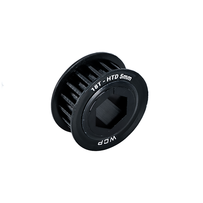 18t x 9mm Wide Aluminum Pulley (HTD 5mm, 1/2" Hex Bore)