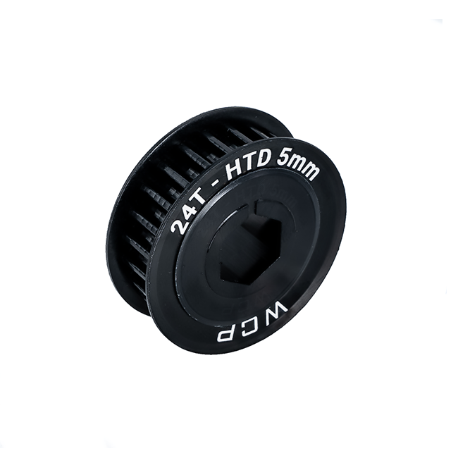 24t x 9mm Wide Aluminum Pulley (HTD 5mm, 1/2" Hex Bore)