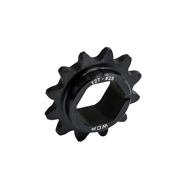 12t Steel Double Hub Sprocket (#25 Chain, 1/2" Rounded Hex Bore)