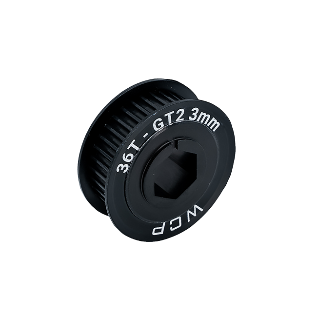 36t x 9mm Wide Aluminum Pulley (GT2 3mm, 1/2" Hex Bore)