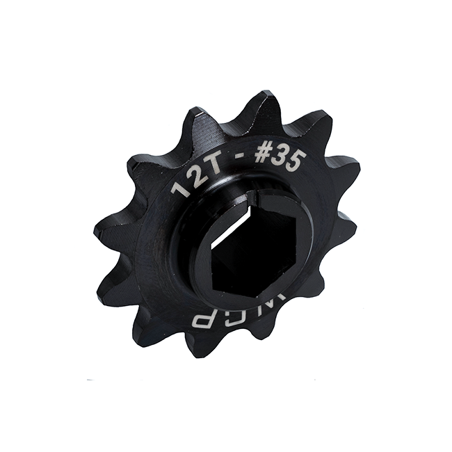 12t Steel Double Hub Sprocket (#35 Chain, 1/2" Hex Bore)