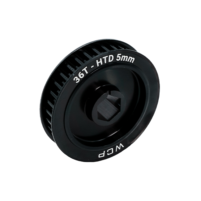 36t x 9mm Wide Aluminum Pulley (HTD 5mm, 1/2" Hex Bore)