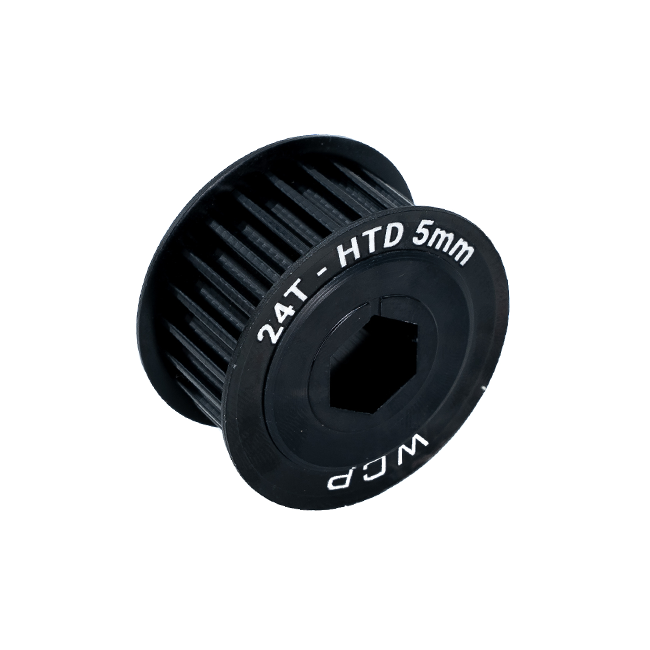 24t x 15mm Wide Aluminum Pulley (HTD 5mm, 1/2" Hex Bore)