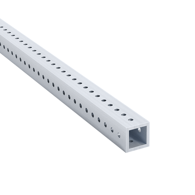 WCP-1023 - 1" x 1" x 0.125" Aluminum Tube Stock with Hole Pattern (47")