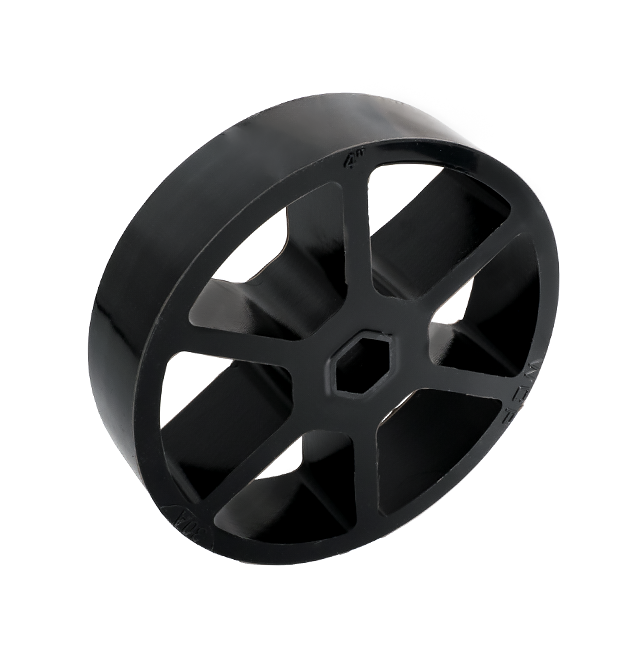 4" OD x 1" Wide 6 Spoke Straight Flex Wheel (1/2" Hex, 45A)