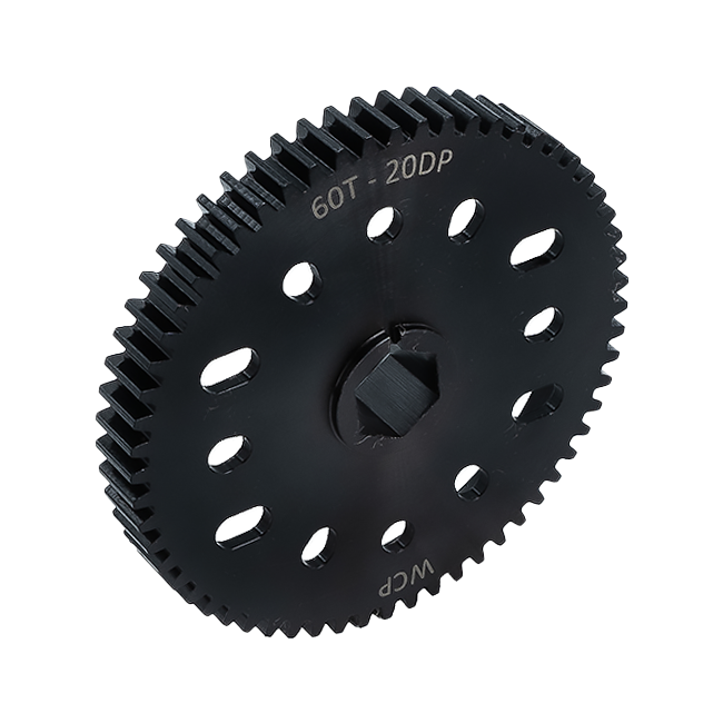60t Pocketed Steel Spur Gear with MotionX (20 DP, 1/2" Hex Bore)
