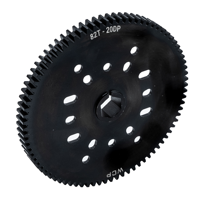 82t Pocketed Steel Spur Gear with MotionX (20 DP, 1/2" Hex Bore)