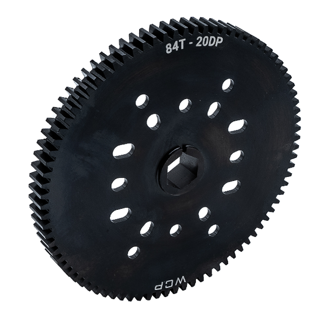 84t Pocketed Steel Spur Gear with MotionX (20 DP, 1/2" Hex Bore)
