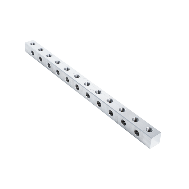 6" L x 0.375" x 0.375" Aluminum Nutstrip (#10-32, 0.500" Spacing)