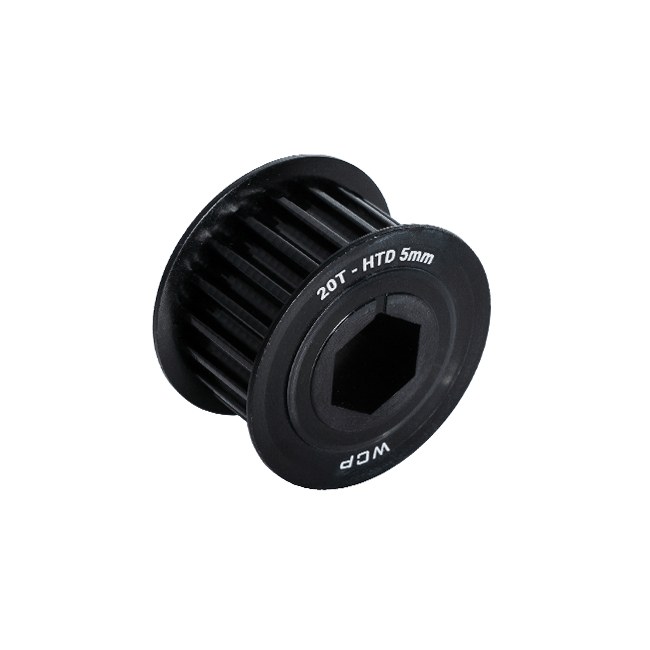 20t x 15mm Wide Aluminum Pulley (HTD 5mm, 1/2" Hex Bore)