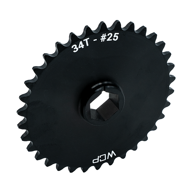 34t Aluminum Double Hub Sprocket (#25 Chain, 1/2" Hex Bore)