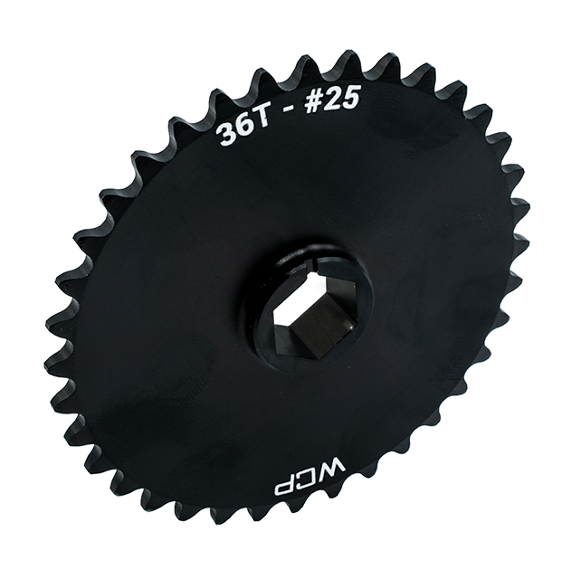 36t Aluminum Double Hub Sprocket (#25 Chain, 1/2" Hex Bore)