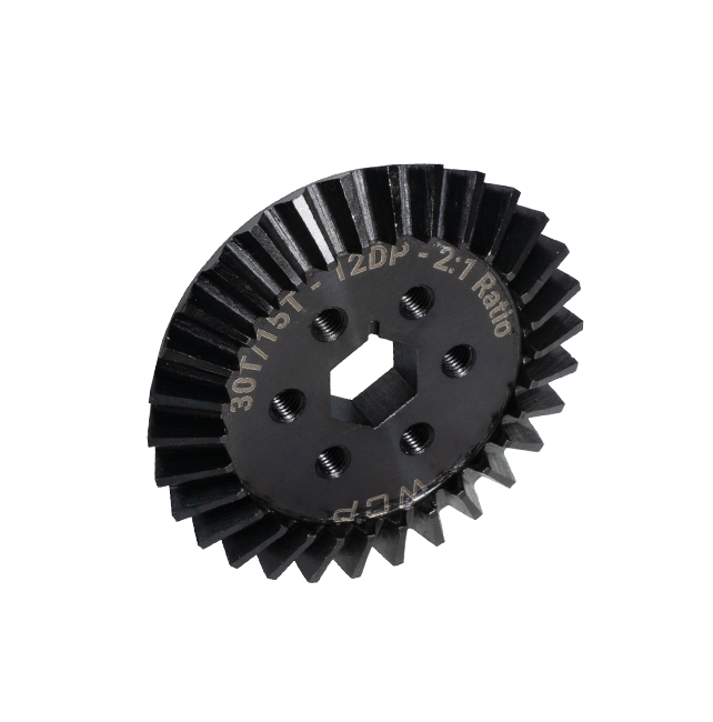 30t 2:1 Steel Bevel Gear (15t:30t, 12 DP, 1/2" Hex Bore)