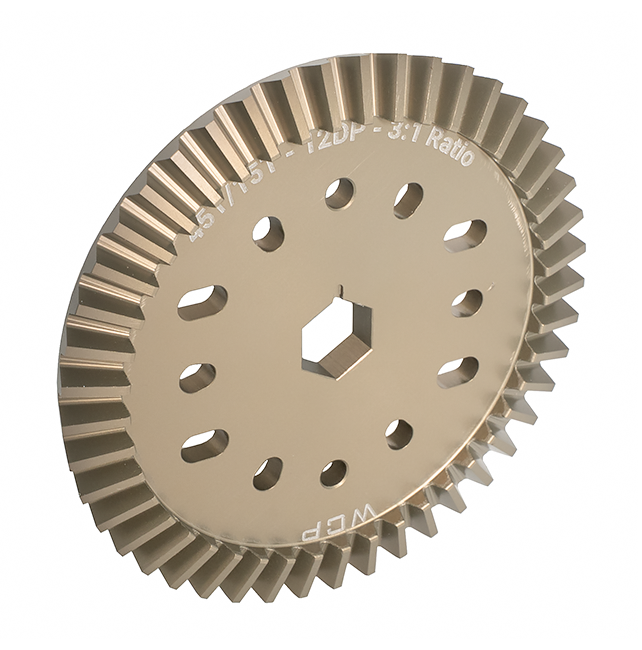 45t 3:1 Aluminum Bevel Gear (15t:45t, 12 DP, 1/2" Hex Bore)