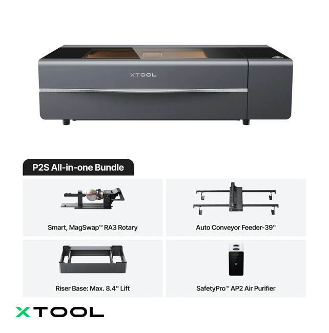 WCP-2822 - xTool P2S 55W Desktop CO2 Laser Cutter, P2S All-in-one Bundle